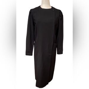 Billy Jack For Her Vintage 100% Wool Black Classy Shift Dress Size 9/10